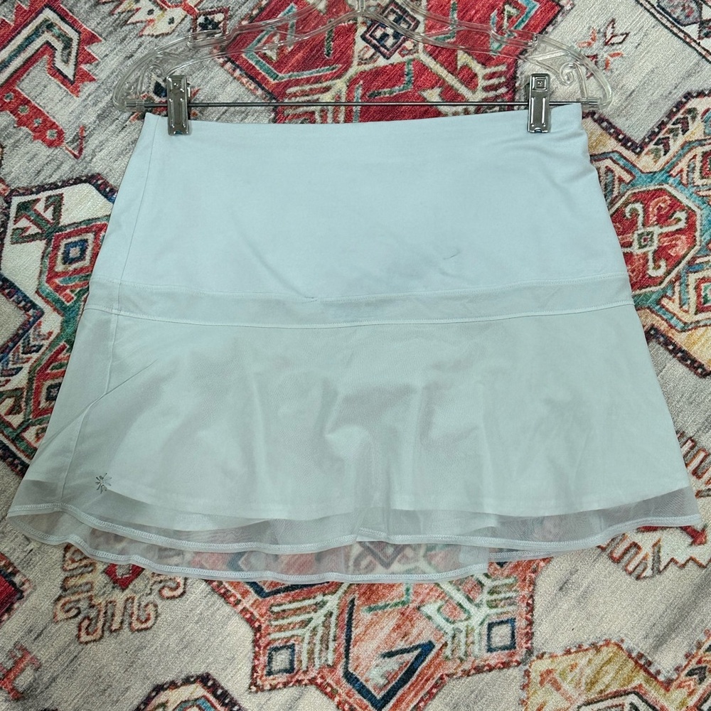 Athleta White Mesh Hem Athletic Skort with Built-In Shorts Size S
